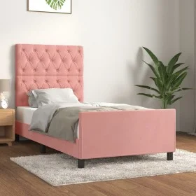 Estructura de cama con cabecero de terciopelo rosa 80x200 cm de vidaXL, Camas y somieres - Ref: Foro24-3125909, Precio: 163,0...