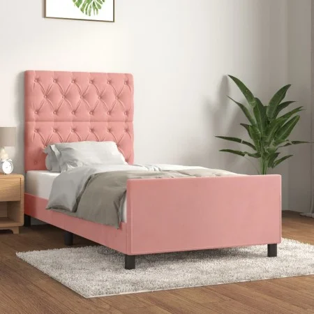 Rosa Samtbettgestell mit Kopfteil 80x200 cm von vidaXL, Betten und Lattenroste - Ref: Foro24-3125909, Preis: 163,02 €, Rabatt: %