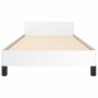 Estructura de cama cabecero cuero sintético blanco 100x200 cm