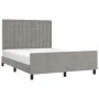Bed frame with light gray velvet headboard 140x190cm by vidaXL, Beds and slatted bases - Ref: Foro24-3125995, Price: 215,08 €...