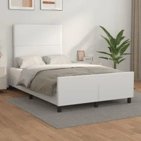 White synthetic leather headboard bed frame 120x200 cm by vidaXL, Beds and slatted bases - Ref: Foro24-3125440, Price: 157,37...