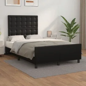 Bed frame with headboard black synthetic leather 120x200cm by vidaXL, Beds and slatted bases - Ref: Foro24-3125561, Price: 17...