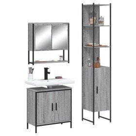 Set de muebles de baño 3 pzas madera contrachapada gris sonoma