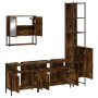 Set de muebles baño 4 pzas madera contrachapada roble ahumado