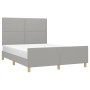 Light gray fabric bed frame with headboard 140x190 cm by vidaXL, Beds and slatted bases - Ref: Foro24-3124968, Price: 193,70 ...