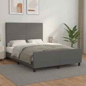 Bed frame with headboard gray synthetic leather 140x190 cm by vidaXL, Beds and slatted bases - Ref: Foro24-3125449, Price: 20...