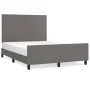 Bed frame with headboard gray synthetic leather 140x190 cm by vidaXL, Beds and slatted bases - Ref: Foro24-3125449, Price: 20...