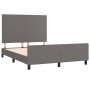 Bed frame with headboard gray synthetic leather 140x190 cm by vidaXL, Beds and slatted bases - Ref: Foro24-3125449, Price: 20...