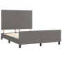 Bed frame with headboard gray synthetic leather 140x190 cm by vidaXL, Beds and slatted bases - Ref: Foro24-3125449, Price: 20...