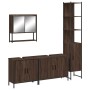 Set de muebles baño 4 pzas madera contrachapada roble marrón