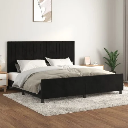 Bed frame with black velvet headboard 200x200 cm by vidaXL, Beds and slatted bases - Ref: Foro24-3125899, Price: 230,76 €, Di...