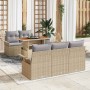Conjunto de sofá de jardín con cojín 6 pcs beige y gris claro
