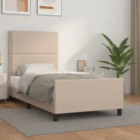 Cappuccino synthetic leather headboard bed frame 100x200cm by vidaXL, Beds and slatted bases - Ref: Foro24-3125499, Price: 14...