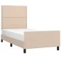 Cappuccino synthetic leather headboard bed frame 100x200cm by vidaXL, Beds and slatted bases - Ref: Foro24-3125499, Price: 14...