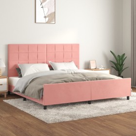 Rosa Samtbettgestell mit Kopfteil 200x200 cm von vidaXL, Betten und Lattenroste - Ref: Foro24-3125780, Preis: 243,17 €, Rabat...