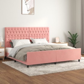 Rosa Samtbettgestell mit Kopfteil 200x200 cm von vidaXL, Betten und Lattenroste - Ref: Foro24-3125963, Preis: 280,62 €, Rabat...