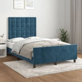 Dark blue velvet bed frame with headboard 120x200cm by vidaXL, Beds and slatted bases - Ref: Foro24-3125993, Price: 186,01 €,...