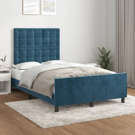 Dark blue velvet bed frame with headboard 120x200cm by vidaXL, Beds and slatted bases - Ref: Foro24-3125993, Price: 182,63 €,...