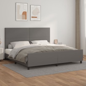 Bed frame with headboard gray synthetic leather 200x200 cm by vidaXL, Beds and slatted bases - Ref: Foro24-3125473, Price: 25...