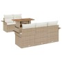 Conjunto de sofá de jardín 6 pcs beige y crema 100 x 55 x 73 cm