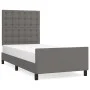 Bed frame with headboard gray synthetic leather 100x200 cm by vidaXL, Beds and slatted bases - Ref: Foro24-3125559, Price: 14...