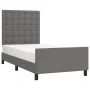 Bed frame with headboard gray synthetic leather 100x200 cm by vidaXL, Beds and slatted bases - Ref: Foro24-3125559, Price: 14...
