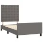 Bed frame with headboard gray synthetic leather 100x200 cm by vidaXL, Beds and slatted bases - Ref: Foro24-3125559, Price: 14...