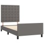Bettgestell mit Kopfteil aus grauem Kunstleder 100x200 cm von vidaXL, Betten und Lattenroste - Ref: Foro24-3125559, Preis: 15...