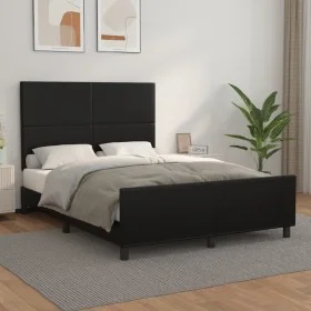 Bed frame with headboard black synthetic leather 140x190cm by vidaXL, Beds and slatted bases - Ref: Foro24-3125445, Price: 20...