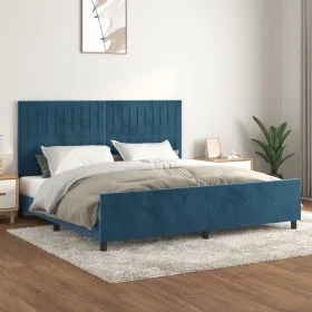 Dark blue velvet bed frame with headboard 200x200 cm by vidaXL, Beds and slatted bases - Ref: Foro24-3125901, Price: 245,58 €...