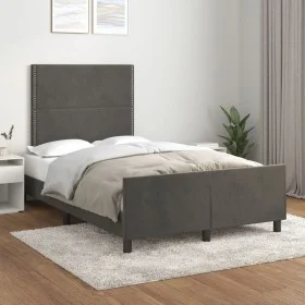 Dark gray velvet bed frame with headboard 120x200 cm by vidaXL, Beds and slatted bases - Ref: Foro24-3125685, Price: 168,40 €...