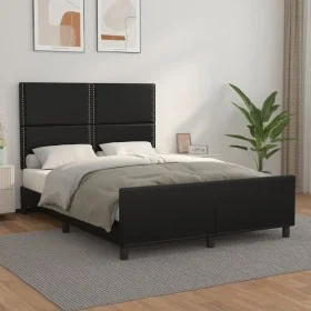 Bed frame with headboard black synthetic leather 140x190cm by vidaXL, Beds and slatted bases - Ref: Foro24-3125506, Price: 18...