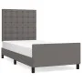Bed frame with headboard gray synthetic leather 90x190 cm by vidaXL, Beds and slatted bases - Ref: Foro24-3125547, Price: 144...