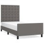 Bettgestell mit Kopfteil aus grauem Kunstleder 90x190 cm von vidaXL, Betten und Lattenroste - Ref: Foro24-3125547, Preis: 148...