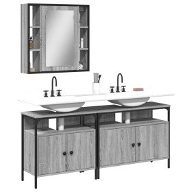 Set de muebles de baño 3 pzas madera contrachapada gris sonoma en Muebles de baño | Comprar online en Foro24