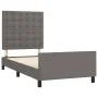 Bed frame with headboard gray synthetic leather 90x190 cm by vidaXL, Beds and slatted bases - Ref: Foro24-3125547, Price: 144...