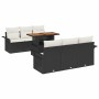 Conjunto de sofá de jardín 7 pcs Negro y crema 100 x 55 x 73 cm