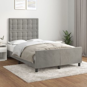 Estructura de cama con cabecero terciopelo gris claro 120x200cm