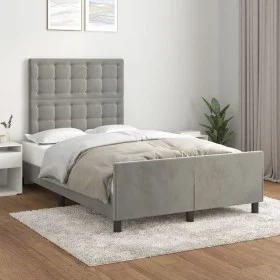 Light gray velvet bed frame with headboard 120x200cm by vidaXL, Beds and slatted bases - Ref: Foro24-3125989, Price: 175,18 €...