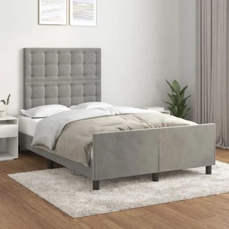 Estructura de cama con cabecero terciopelo gris claro 120x200cm de vidaXL, Camas y somieres - Ref: Foro24-3125989, Precio: 17...