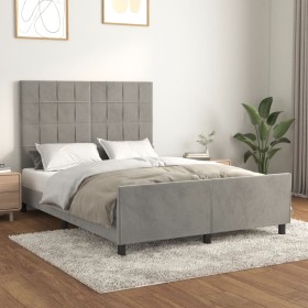 Bettgestell mit hellgrauem Samtkopfteil 140x190cm von vidaXL, Betten und Lattenroste - Ref: Foro24-3125751, Preis: 200,92 €, ...