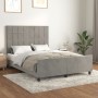 Bed frame with light gray velvet headboard 140x190cm by vidaXL, Beds and slatted bases - Ref: Foro24-3125751, Price: 200,92 €...