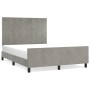 Bed frame with light gray velvet headboard 140x190cm by vidaXL, Beds and slatted bases - Ref: Foro24-3125751, Price: 200,92 €...