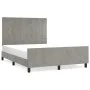 Bed frame with light gray velvet headboard 140x190cm by vidaXL, Beds and slatted bases - Ref: Foro24-3125751, Price: 217,61 €...