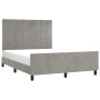Bed frame with light gray velvet headboard 140x190cm by vidaXL, Beds and slatted bases - Ref: Foro24-3125751, Price: 200,92 €...
