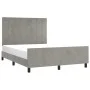 Bed frame with light gray velvet headboard 140x190cm by vidaXL, Beds and slatted bases - Ref: Foro24-3125751, Price: 217,61 €...