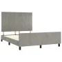 Bed frame with light gray velvet headboard 140x190cm by vidaXL, Beds and slatted bases - Ref: Foro24-3125751, Price: 217,61 €...