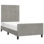 Light gray velvet bed frame with headboard 100x200cm by vidaXL, Beds and slatted bases - Ref: Foro24-3125739, Price: 133,06 €...