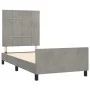 Light gray velvet bed frame with headboard 100x200cm by vidaXL, Beds and slatted bases - Ref: Foro24-3125739, Price: 133,06 €...