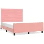 Pink velvet bed frame with headboard 140x190 cm by vidaXL, Beds and slatted bases - Ref: Foro24-3125817, Price: 196,48 €, Dis...